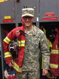 Welcome home Eagle-Matt Lee Firefighter/US Army PFC Calvin James Bauer after his completion of Army Basic Training which he started in July 2013.